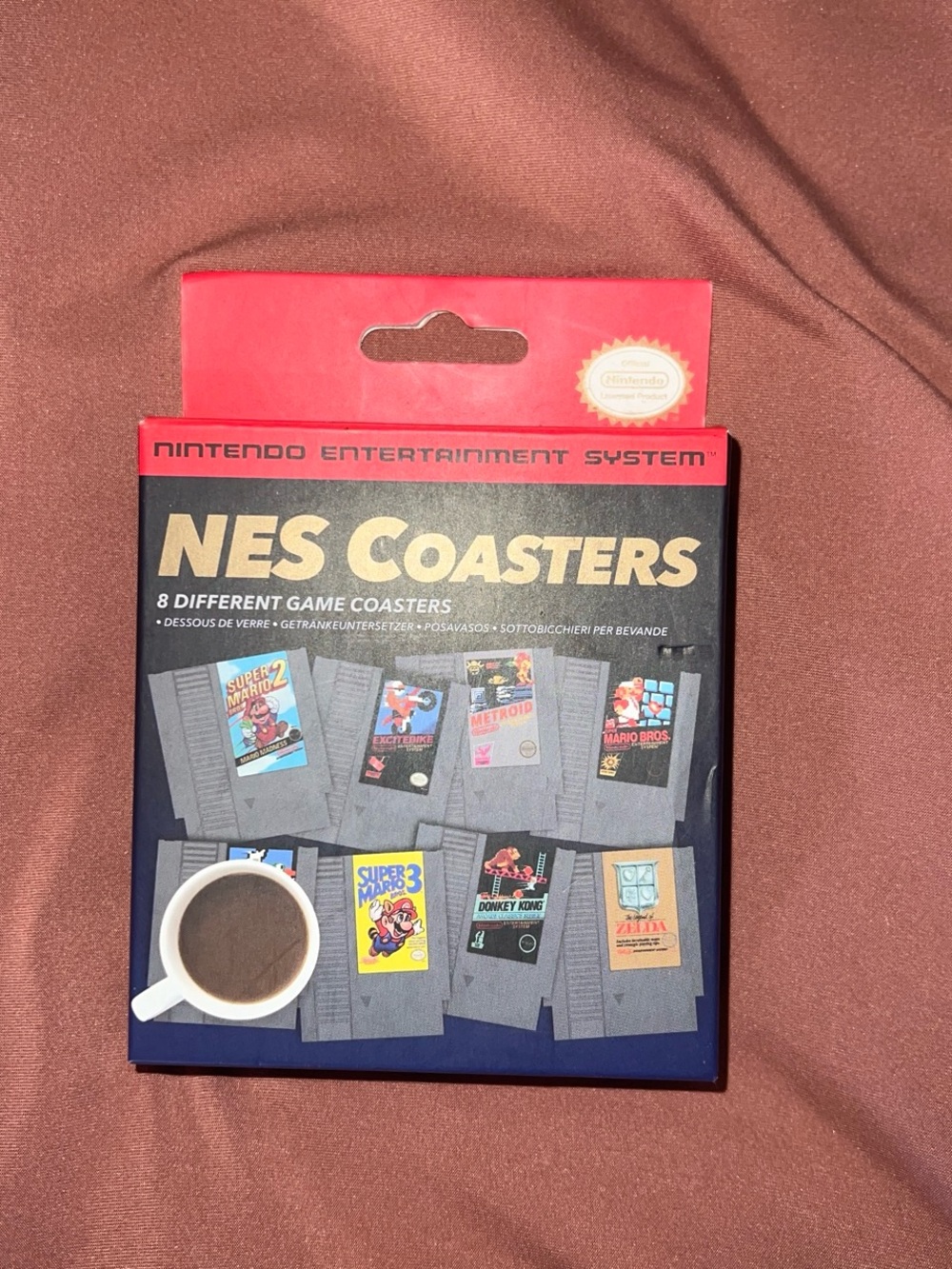 Nintendo NES Coasters Box - Red, Black, Gold and Blue Artwork
